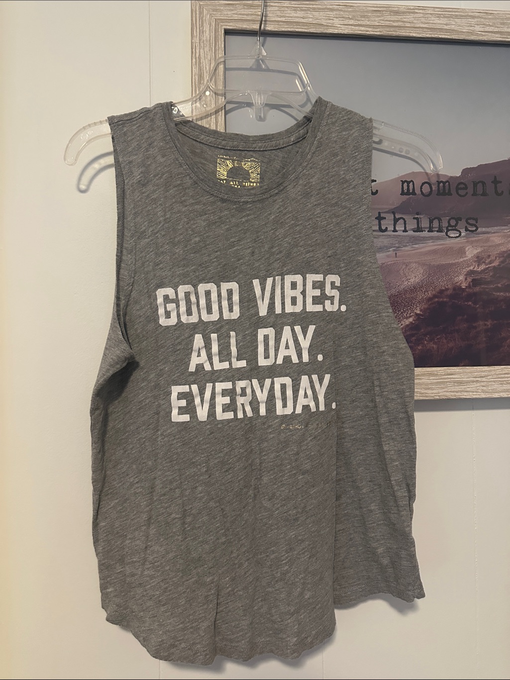 Size Small Spiritual Gangster Gray “Good Vibes” Tank